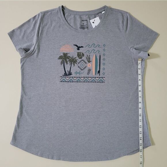 Sonoma Goods For Life® Women's Gray Graphic Short Sleeve Crewneck Pullover Top - Picture 7 of 10